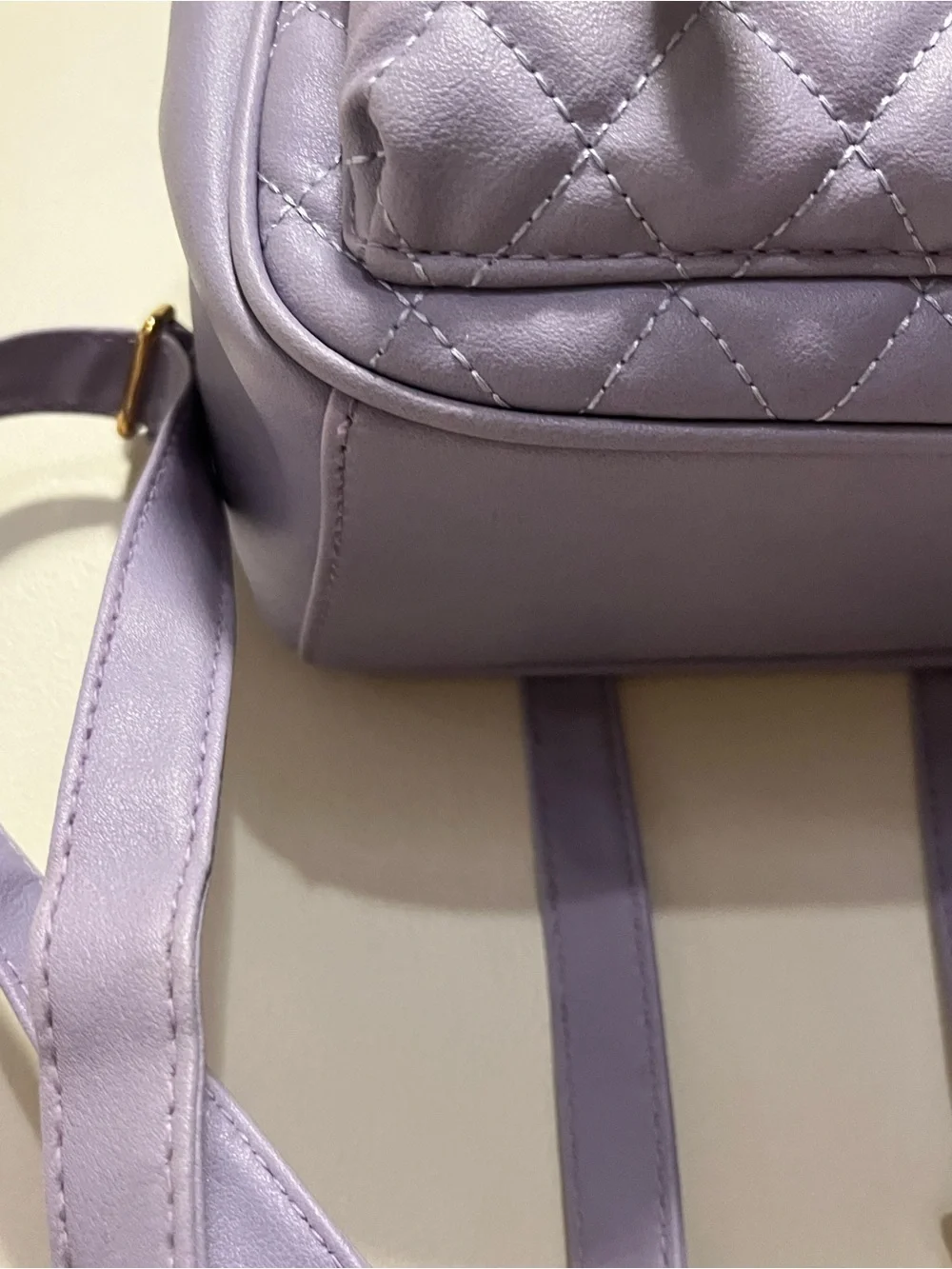 EUC KKXIU Lavender Purple Quilted Mini Backpack Gold Tone Hardware